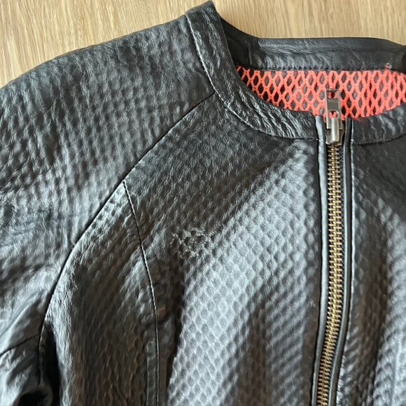 MUUBAA 100% Lamb Leather Black Moto Zip Up Jacket US Size 4 EU 36 - Picture 6 of 13